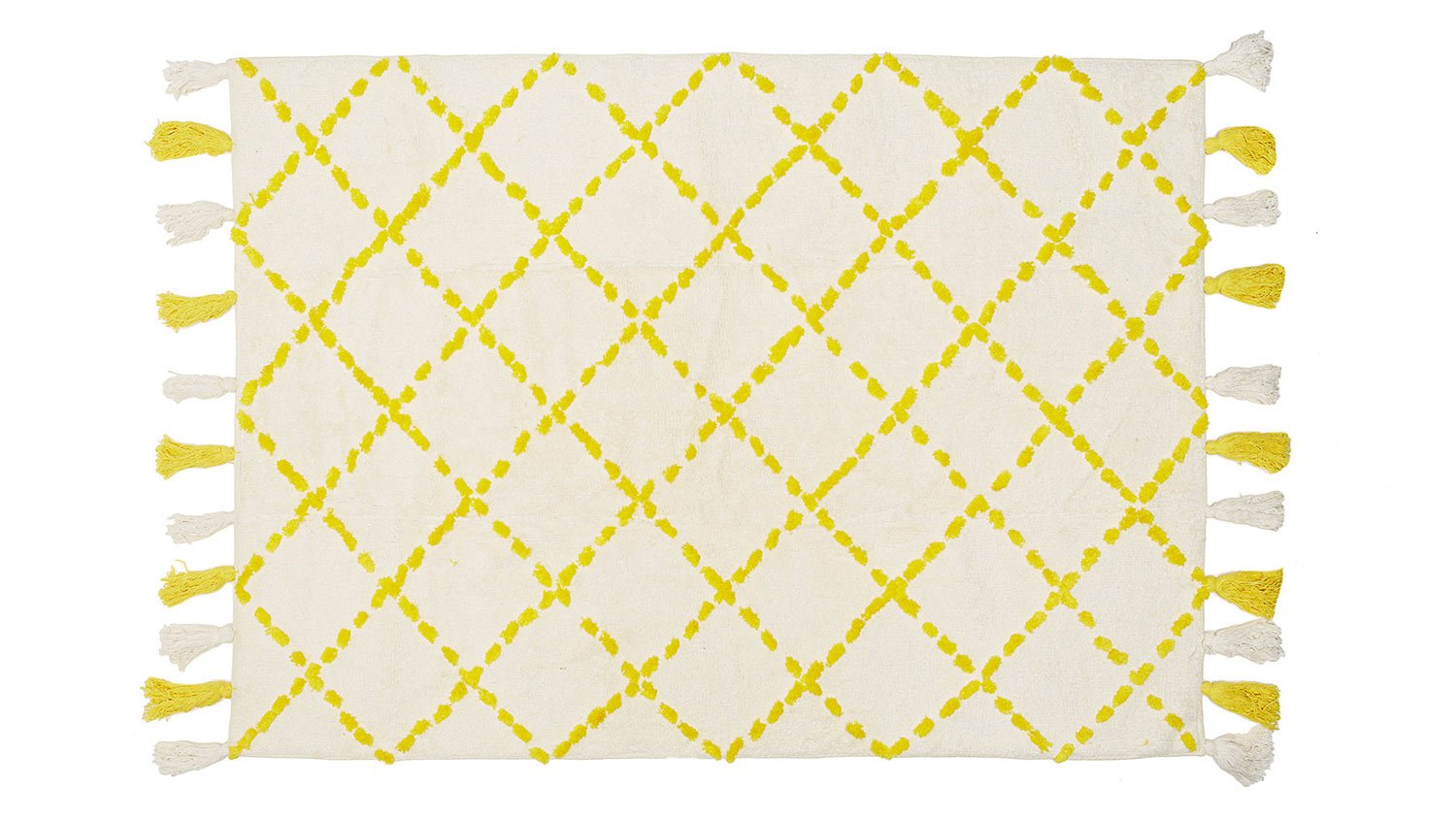 Teppich Karo weiß gelb 140x200cm