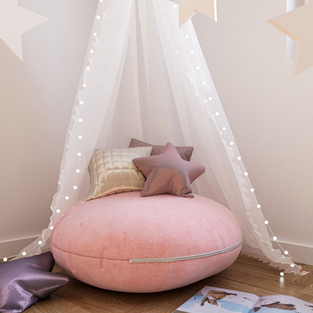 rundes Sitzkissen, rosé