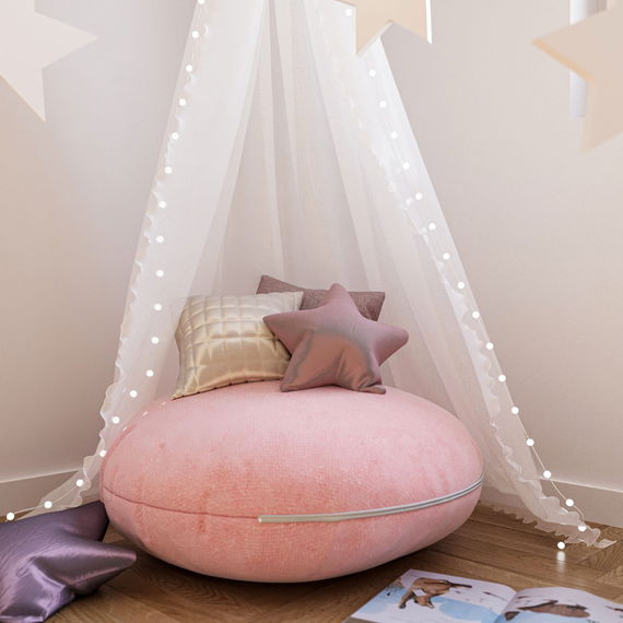 rundes Sitzkissen, rosé