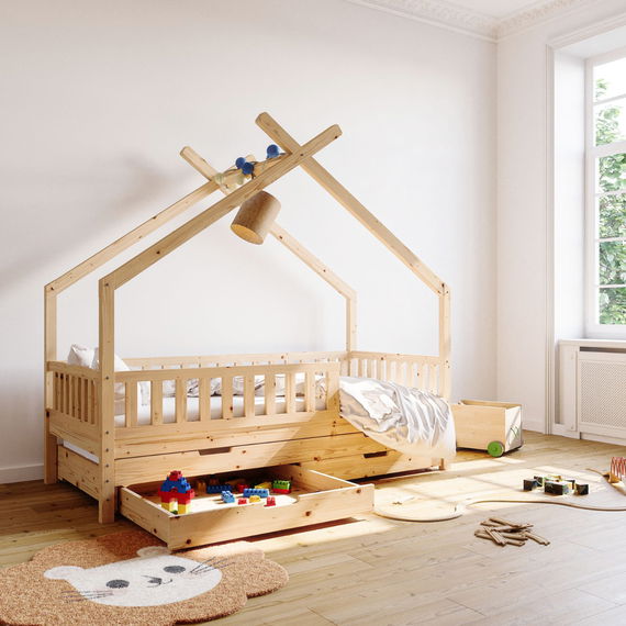 Hausbett Clara, natur (inkl. Gästebett u. Bettkästen)