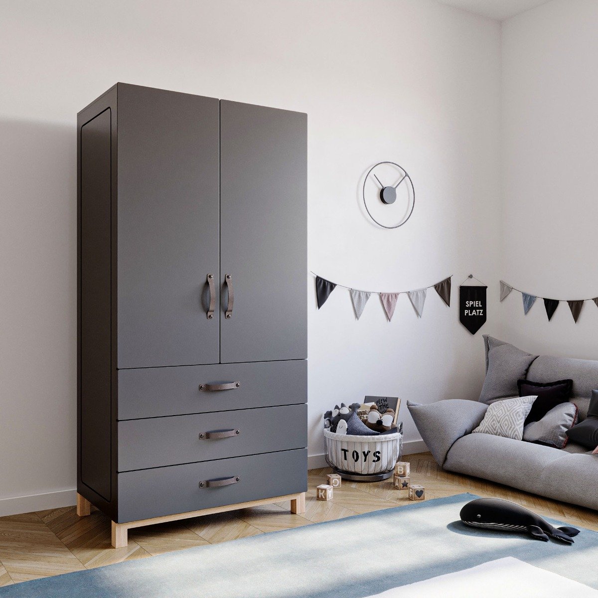 Kleiderschrank Cory, Anthrazit