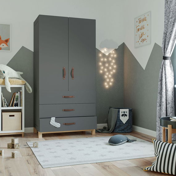 Kinderzimmer Set 7-teilig Cory 90x200cm, Anthrazit