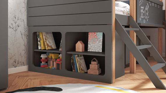 Kinderzimmer Set 7-teilig Cory 90x200cm, Anthrazit