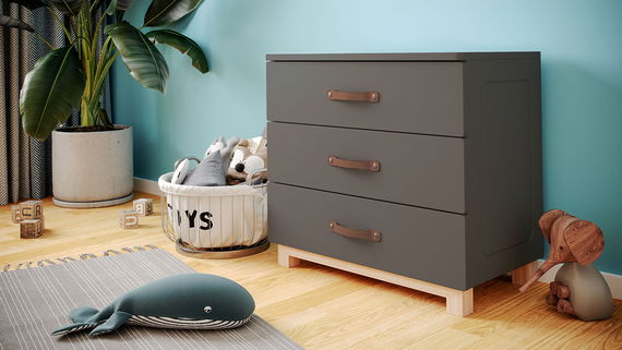 Kinderzimmer Set 7-teilig Cory 90x200cm, Anthrazit