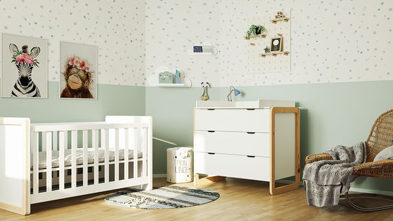 Kommode Laslo mit Wickelaufsatz, weiß