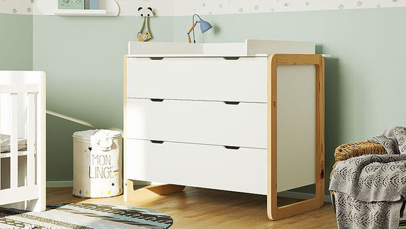 Kommode Laslo mit Wickelaufsatz, weiß