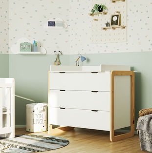Kommode Laslo mit Wickelaufsatz, weiß
