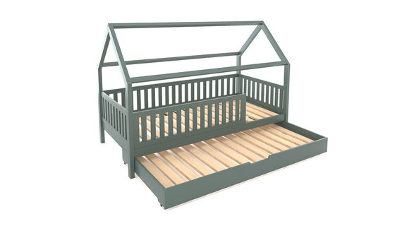 Hausbett Lilly in Eukalyptus mit Flachsprossen (90 x 200cm)