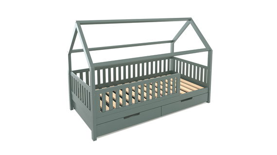 Hausbett Lilly in Eukalyptus mit Flachsprossen (90 x 200cm)