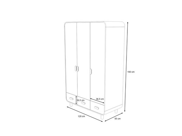 Kleiderschrank Katja, 3-türig