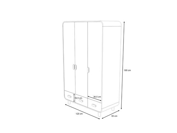 Kleiderschrank Katja, 3-türig