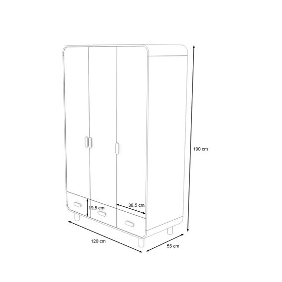 Kleiderschrank Katja, 3-türig