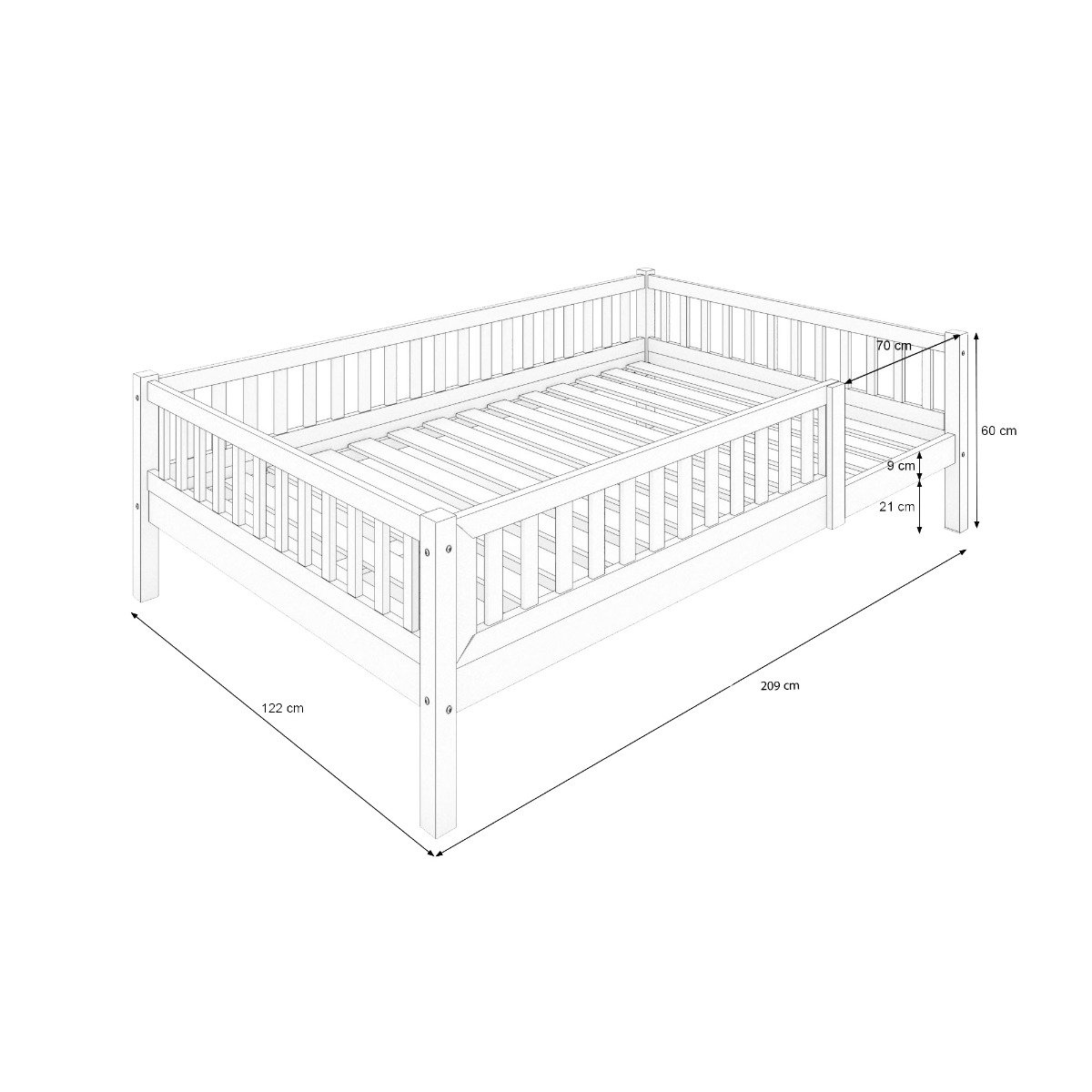 Einzelbett Lilly 120x200, creme/weiß