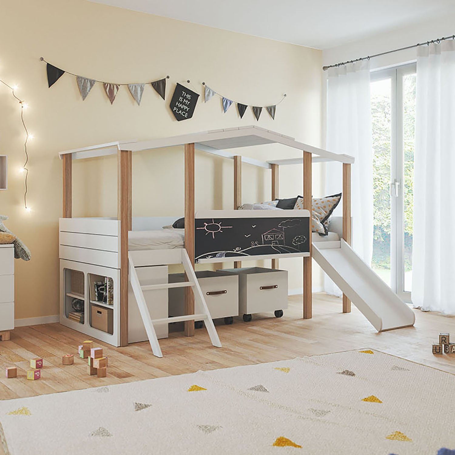 Hausbett Cory weiß/ Kiefer 90 x 200 cm