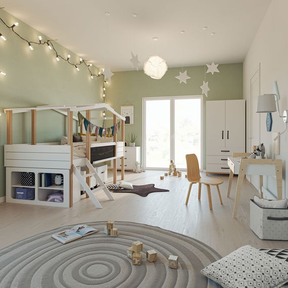 Kinderzimmer Set mit Schreibtisch 8-teilig Cory 90x200cm