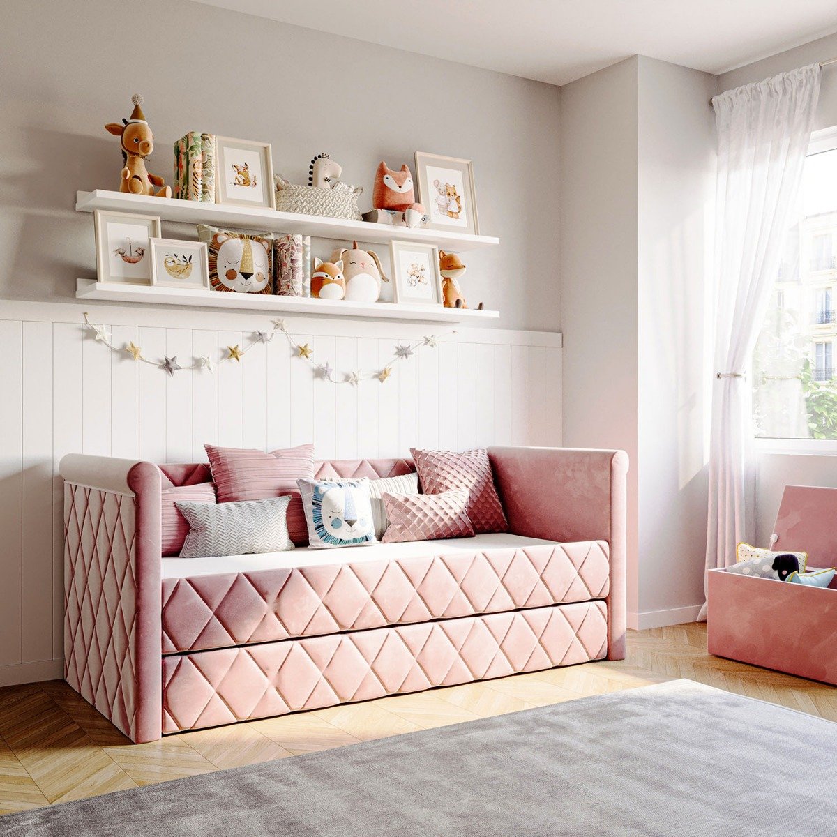 Velour Sofabett Vilena in Rosa Wallenfels Onlineshop wallenfels