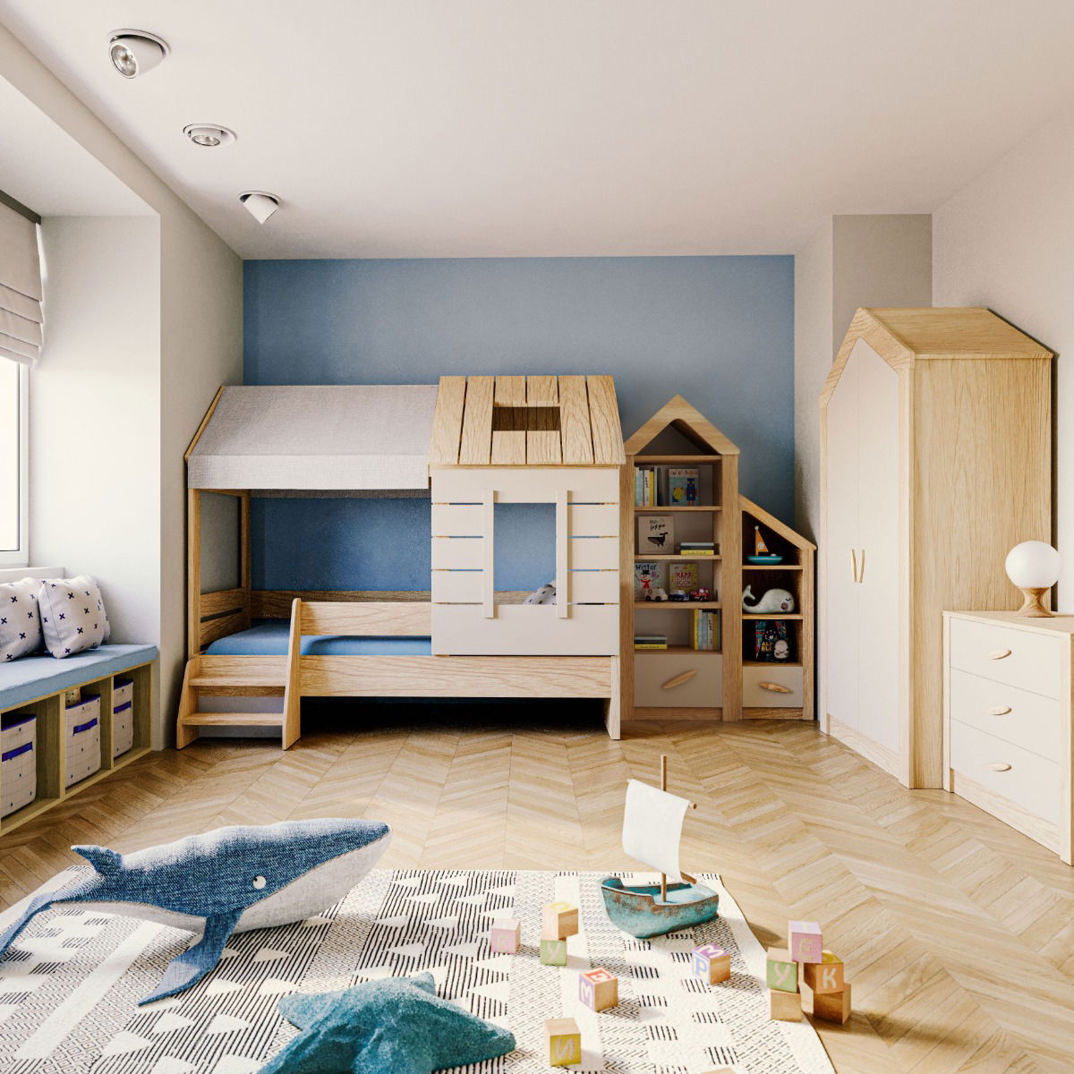 Kinderzimmer My House 5tlg. mit Hausbett und 2-Türer