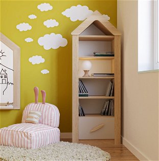 My House Bücherregal Natur/Grau