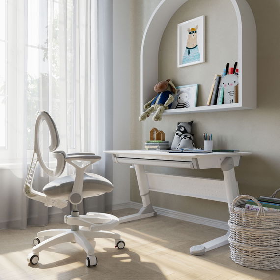 Neptun Stuhl + Luna weiß Schreibtisch