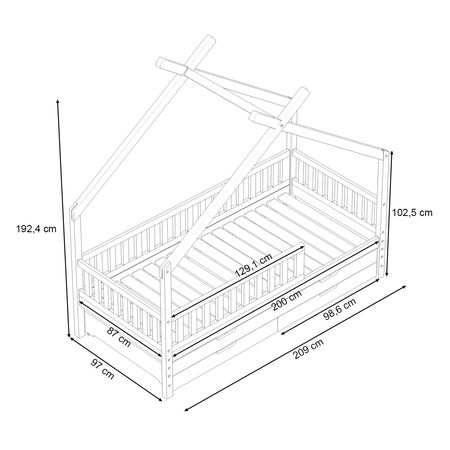 Hausbett Clara, natur (inkl. Gästebett u. Bettkästen)