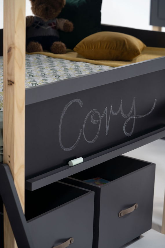 Kinderzimmer Set mit Schreibtisch 8-teilig Cory 90x200cm, Anthrazit