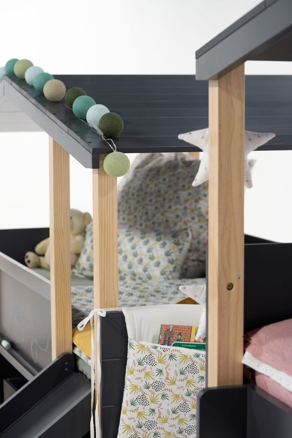 Kinderzimmer Set mit Schreibtisch 8-teilig Cory 90x200cm, Anthrazit
