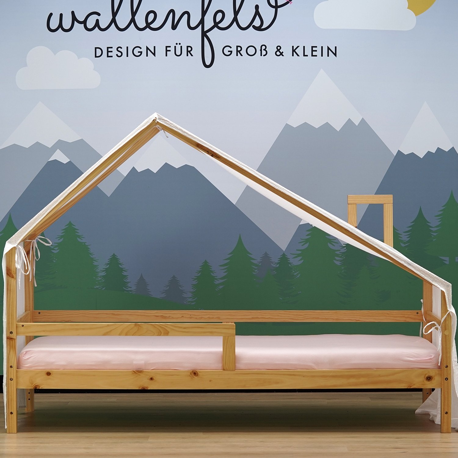 Stoffdach Weiß Hausbett Milo 140x200
