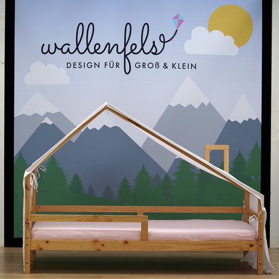 Stoffdach Weiß Hausbett Milo 140x200