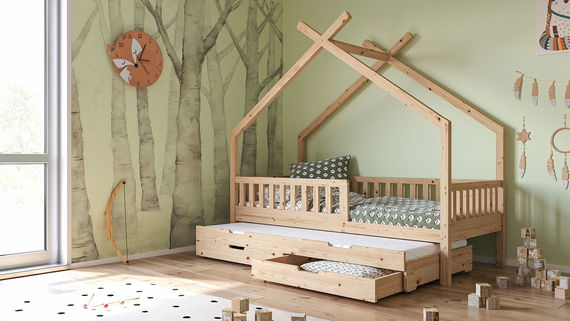 Hausbett Clara, natur (inkl. Gästebett u. Bettkästen)