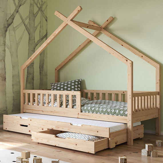 Hausbett Clara, natur (inkl. Gästebett u. Bettkästen)
