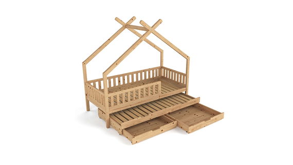 Hausbett Clara, natur (inkl. Gästebett u. Bettkästen)