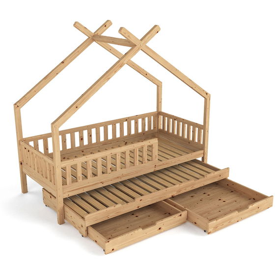 Hausbett Clara, natur (inkl. Gästebett u. Bettkästen)