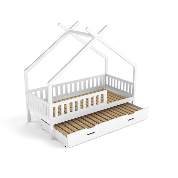 Hausbett Clara, weiß (inkl. Gästebett u. Bettkästen)