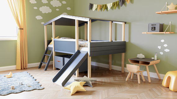 Hausbett Cory Anthrazit / Kiefer (Limited Edition)
