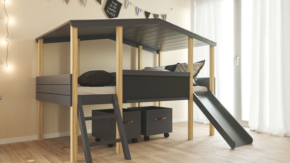 Hausbett Cory Anthrazit / Kiefer (Limited Edition)
