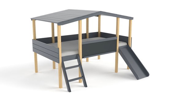Kinderzimmer Set mit Schreibtisch 8-teilig Cory 90x200cm, Anthrazit