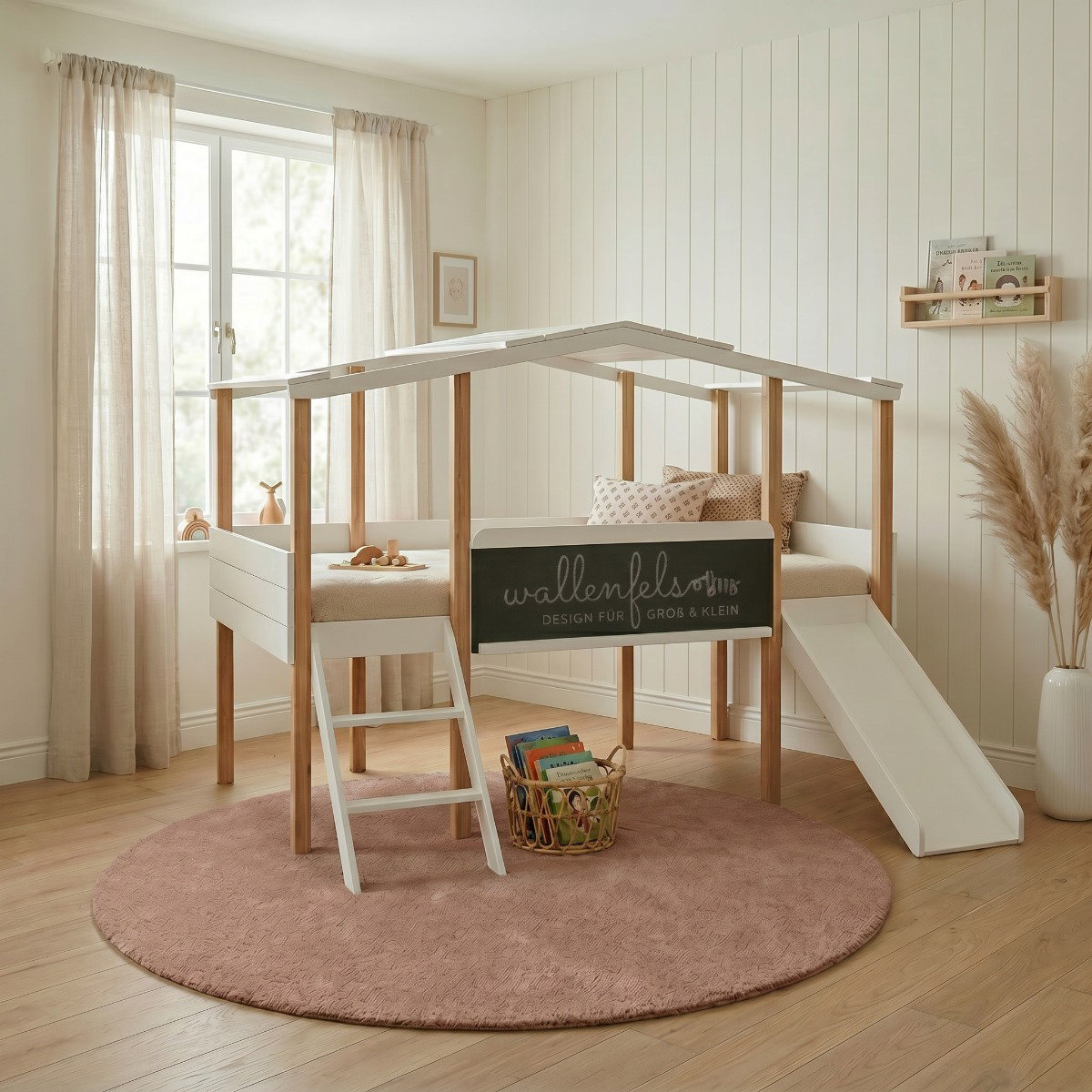 Hausbett Cory weiß/ Kiefer 90 x 200 cm