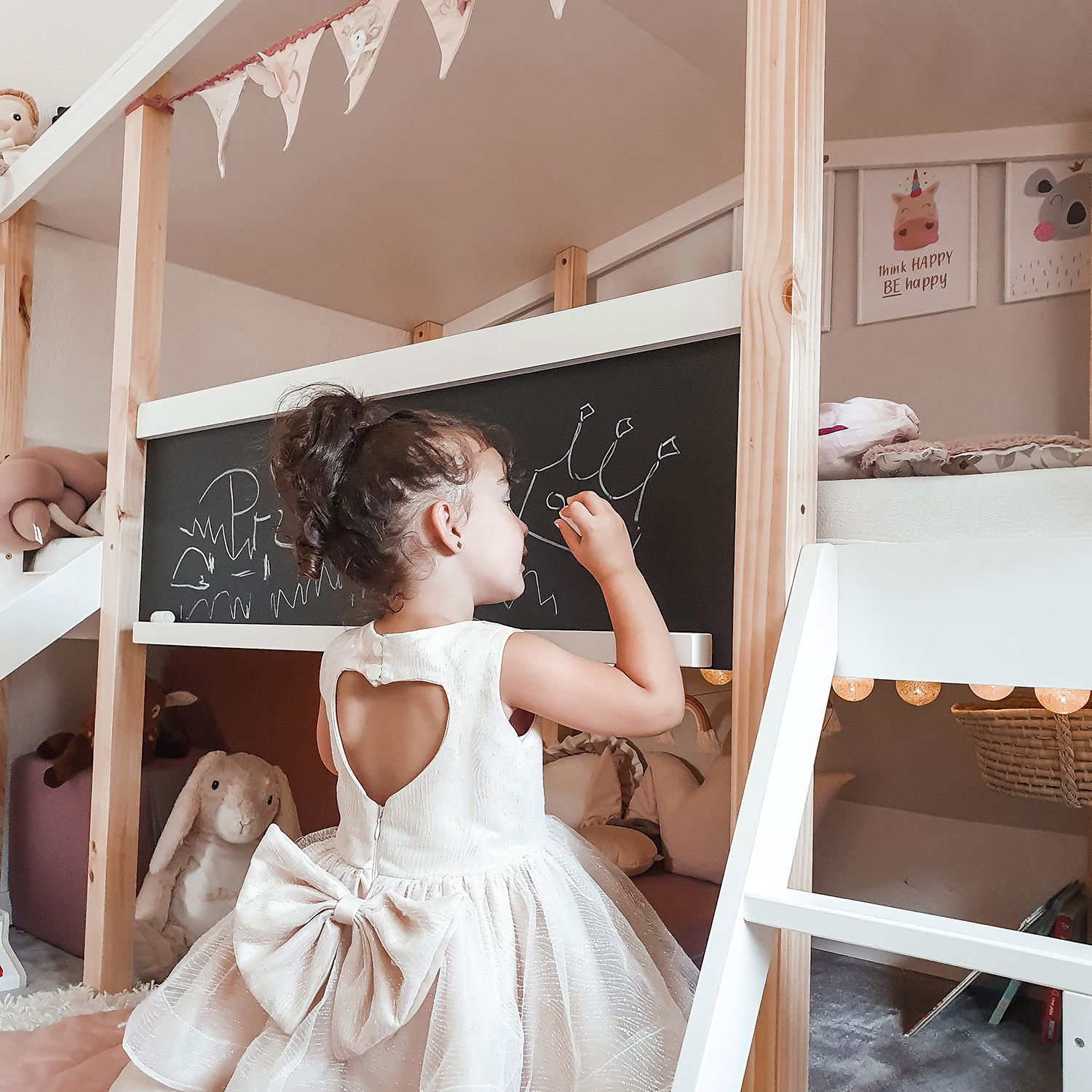 Hausbett Cory weiß/ Kiefer 90 x 200 cm