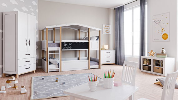 Kinderzimmer Set 4-teilig Cory mit Etagenbett