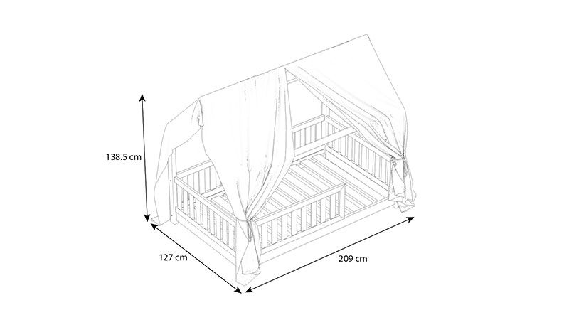 Hausbett Lilly in weiß mit Flachsprossen (120 x 200cm)