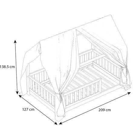Hausbett Lilly in weiß mit Flachsprossen (120 x 200cm)