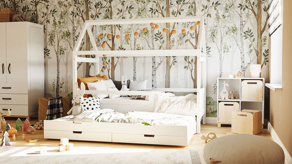 Hausbett Maya mit Gästebett und Bettkästen