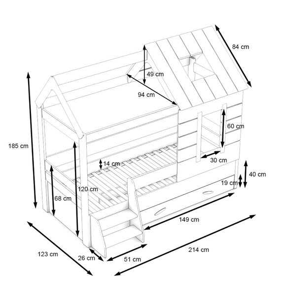 Kinderzimmer My House 5tlg. mit Hausbett und 2-Türer