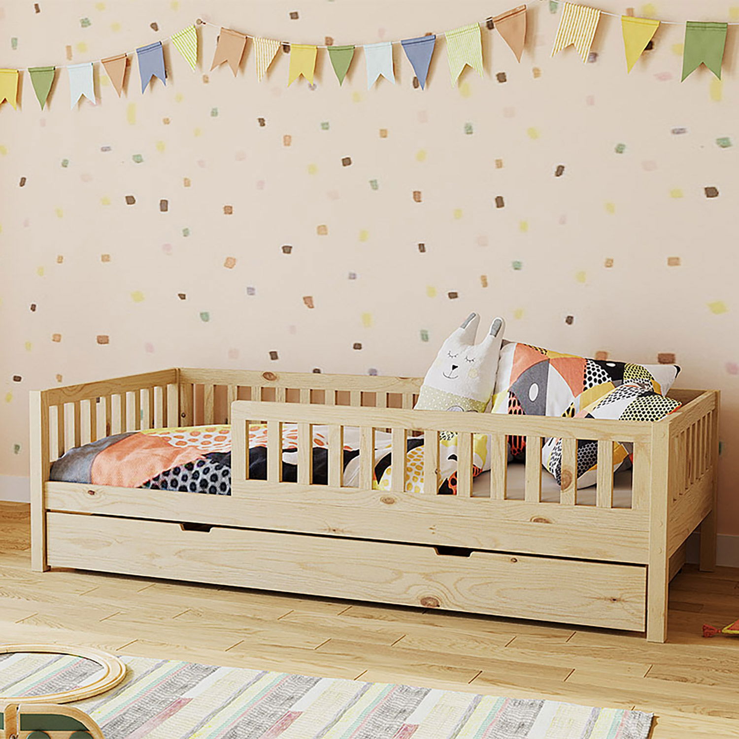 Einzelbett Lilly mit Flachsprossen (90 x 200cm)