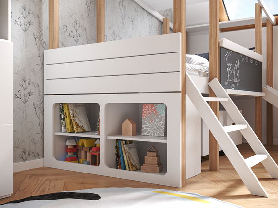 Unterstellregal für die Schmalseite des Bettes