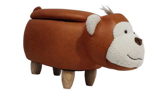 MyAnimalCube Sitzhocker mit Stauraumfach Affe Aki braun