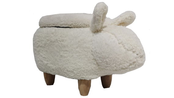 MyAnimalCube Sitzhocker mit Stauraumfach Hase Hanna weiß