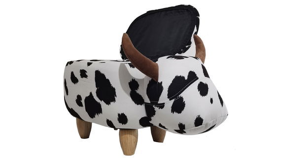 MyAnimalCube Sitzhocker mit Stauraumfach Kuh Katja weiß