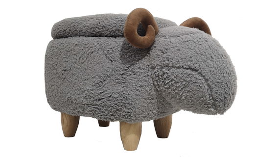 MyAnimalCube Sitzhocker mit Stauraumfach Schafbock Sammy grau