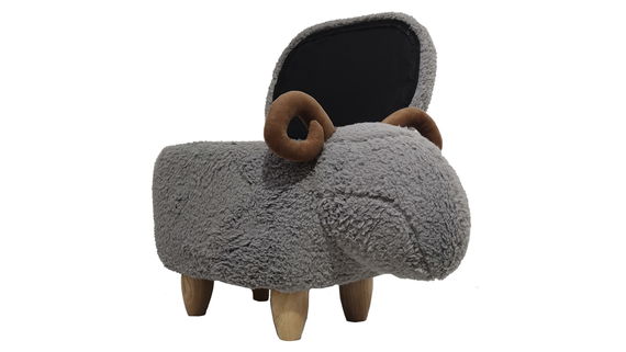MyAnimalCube Sitzhocker mit Stauraumfach Schafbock Sammy grau